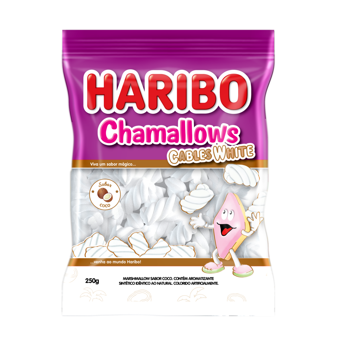 7898629570843 - MARSHMALLOW COCO CABLES WHITE HARIBO CHAMALLOWS PACOTE 250G