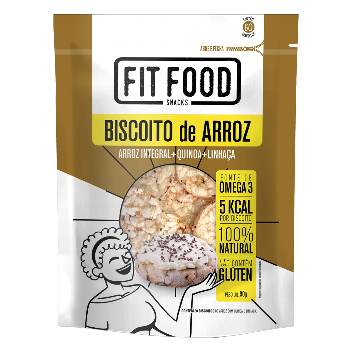 7898649351798 - BISCOITO DE ARROZ QUINOA E LINHAÇA FIT FOOD POUCH 90G