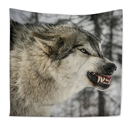 7898652690563 - ROCOSS WOLF WALL DECOR WOLF HOWLING NIGHT MOON FABRIC TAPESTRY THROW DORM BEDROOM ART HOME DECOR TAPESTRY WALL HANGING 60X51 INCH (19, L:59X 79/150CM X 200CM)