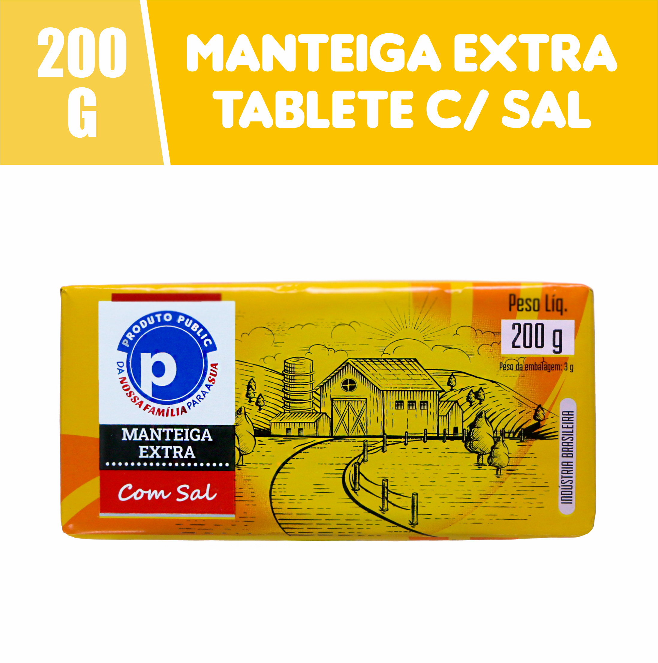 7898653355980 - MANTEIGA PUBLIC 200G TABLETE C/SAL