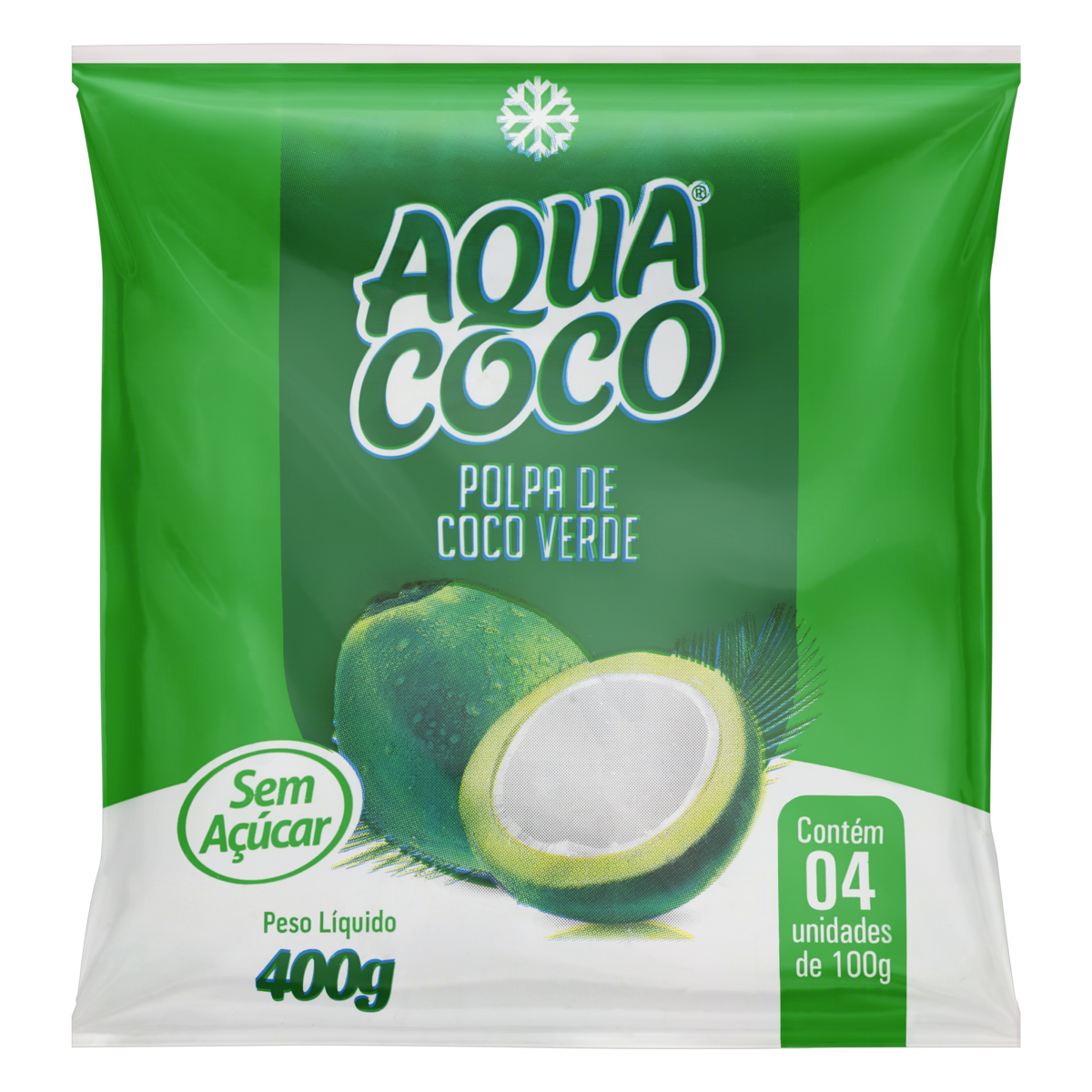 7898681940028 - POLPA DE FRUTA COCO VERDE AQUA COCO PACOTE 400G 4 UNIDADES