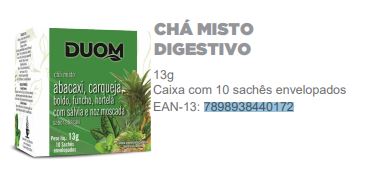 7898938440172 - DUOM CHA MISTO DUO DIGEST ABAC. 10X12 39740 .