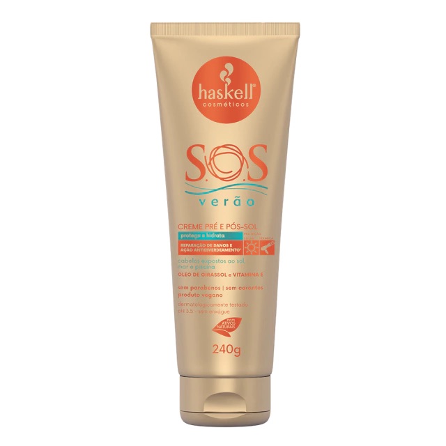 7898944074484 - CREME LEAVE IN S.O.S VERAO GIRASSOL 4 EM 1 240G HASKELL