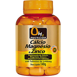 7898946081756 - CÁLCIO + MAGNÉSIO + ZINCO - 100 TABLETES - OH2 NUTRITION