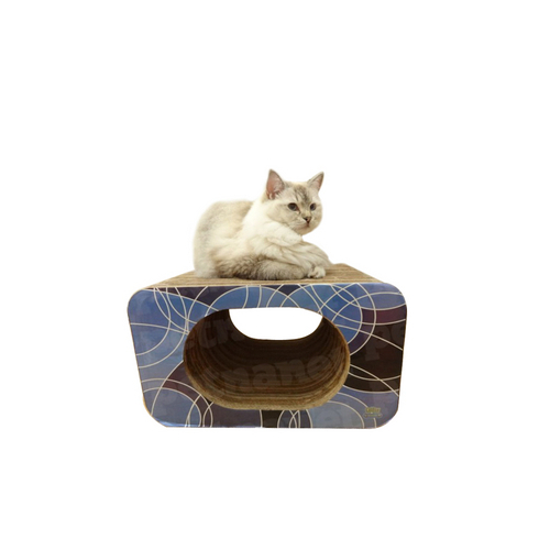 7898947774329 - ARRANHADOR PET GAMES CAT BOX SIMPLES OVAL GEOMÉTRICO AZUL