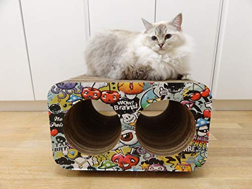 7898947774534 - ARRANHADOR PET GAMES CAT BOX DUPLO REDONDO GRAFITE