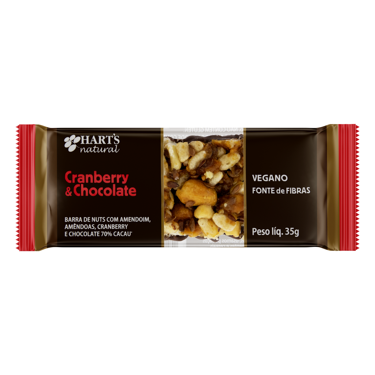 7898952041713 - BARRA DE NUTS CRANBERRY & CHOCOLATE HARTS NATURAL PACOTE 35G