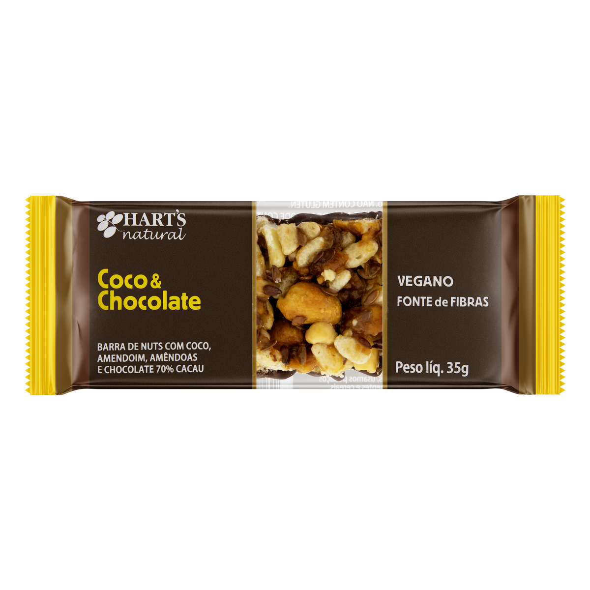 7898952041720 - BARRA DE NUTS COCO & CHOCOLATE HARTS NATURAL PACOTE 35G