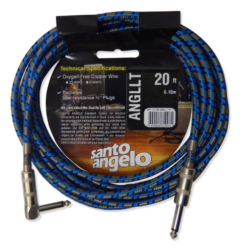 7899028810981 - SANTO ANGELO ANGL L TX STRAIGHT TO RIGHT-ANGLE 1/4-INCH PLUG INSTRUMENT CABLE - 20 FEET