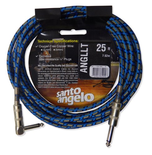 7899028810998 - SANTO ANGELO ANGL L TX STRAIGHT TO RIGHT-ANGLE 1/4-INCH PLUG INSTRUMENT CABLE - 25 FEET