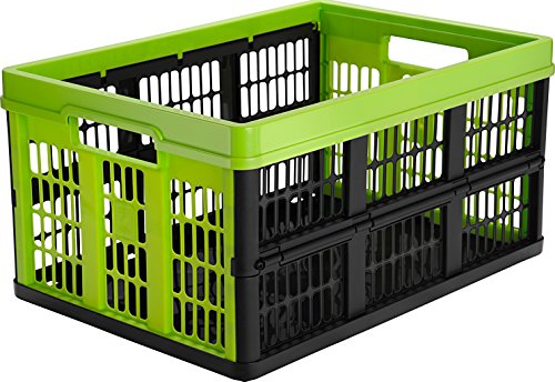 0789911906778 - CLEVERMADE CLEVERCRATES COLLAPSIBLE STORAGE CONTAINER, 45 LITER GRATED UTILITY CRATE, KIWI GREEN