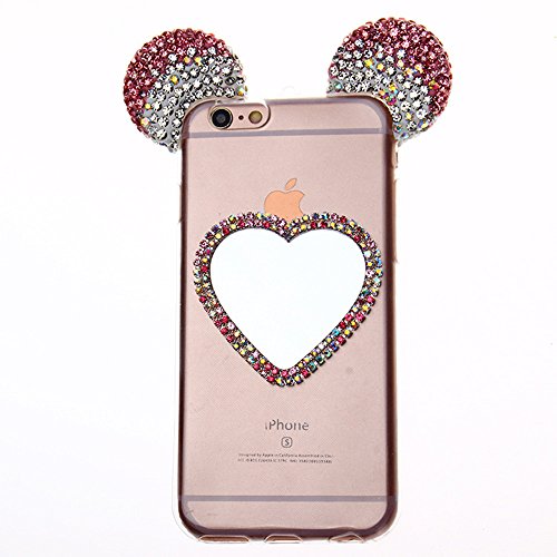 7899486340860 - THREE CRAY LUXURY LOVELY ANIMAL 3D CRAFTS GLITTER EARS RABBIT EARS BEAR EARS MOUSE EARS CASE COVER WITH DIAMOND DESIGN FOR IPHONE 6/IPHONE 6S CASE (IPHONE6/6S, TL-PINK)
