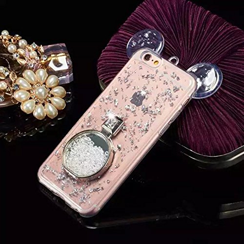 7899486342604 - THREE CRAY LUXURY LOVELY ANIMAL 3D CRAFTS GLITTER EARS RABBIT EARS BEAR EARS MOUSE EARS CASE COVER WITH PERFUME BOTTLE FOR IPHONE6PLUS(5.5INCH)(IPHONE6PLUS, PEB-WHITE)