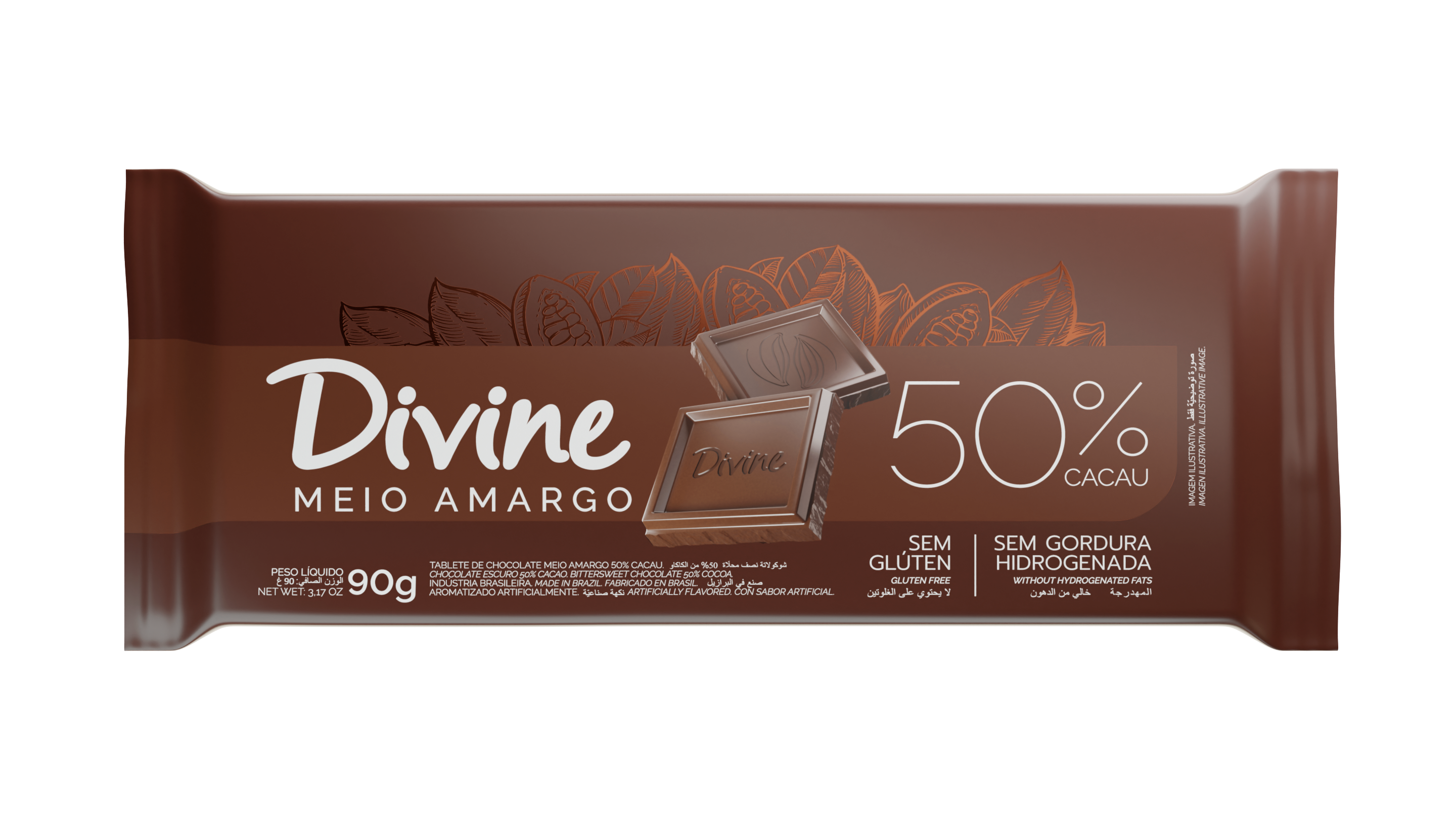 7899516207989 - CHOCOLATE BARRA DIVINE MEIO AMARGO 90G