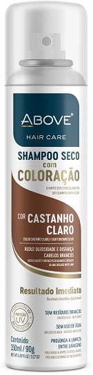 7899674038821 - SHAMPOO A SECO COM COLORAÇÃO CASTANHO CLARO ABOVE HAIR CARE FRASCO 150ML SPRAY