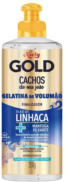 7899706181556 - FINALIZADOR NIELY GOLD CACHOS DO SEU JEITO GELATINA DE VOLUMÃO FRASCO 250G