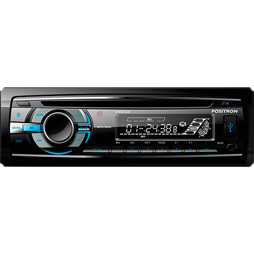 7899767184329 - CD PLAYER AUTOMOTIVO COM ENTRADA USB AUXILIAR FRONTAL E SD CARD - POSITRON