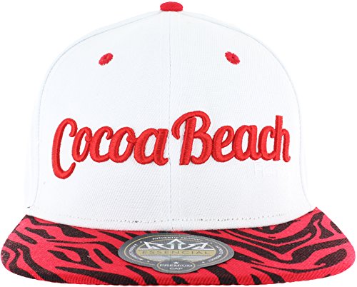 7899790702071 - COCOA BEACH ANIMAL PRINT ZEBRA SNAPBACK BASEBALL CAP - WHITE AND RED
