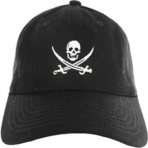 7899790704594 - DAD HAT CAP - JOLLY ROGER EMBROIDERED ADJUSTABLE BLACK BASEBALL CAP