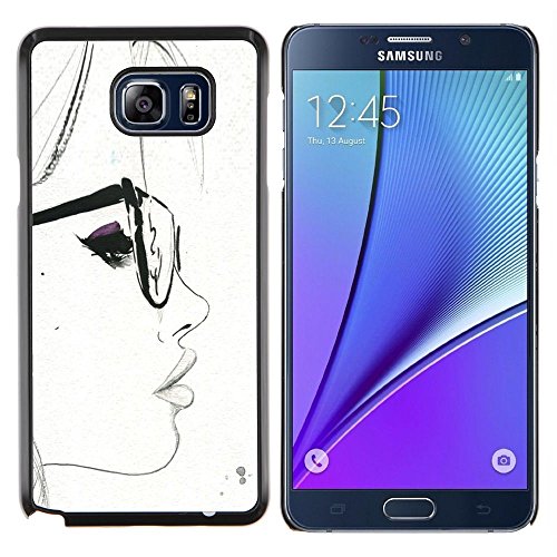 7899836018364 - ALL PHONE MOST CASE / SPECIAL OFFER SMART PHONE HARD PC PROTECTIVE CASE COOL IMAGE SKIN COVER FOR SAMSUNG GALAXY NOTE5 5TH N9200 // WHITE HIPSTER SMART SKETCH WOMAN