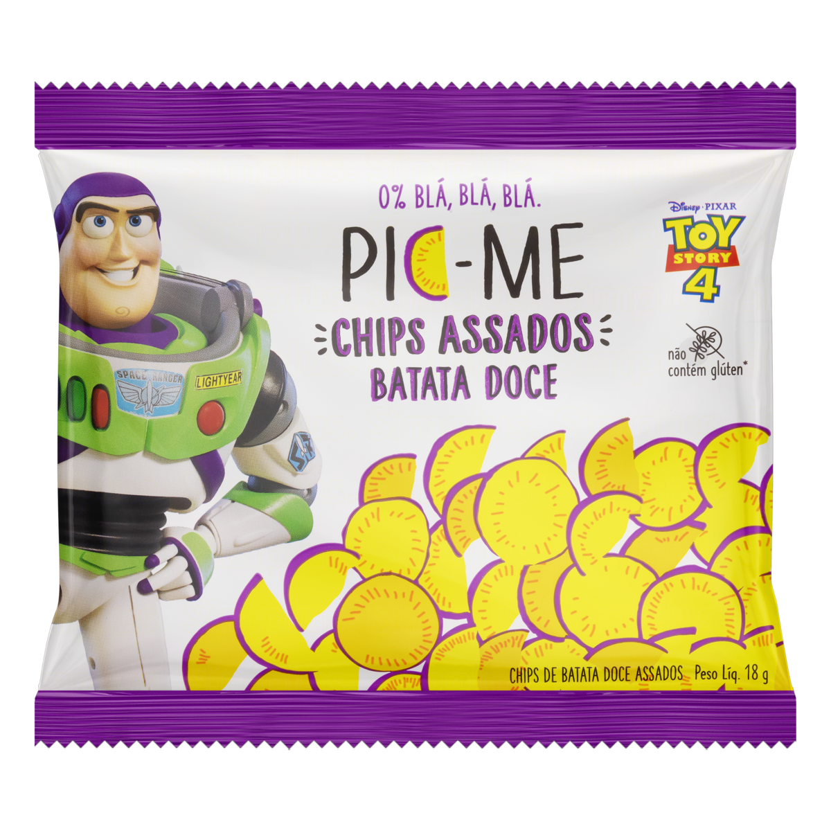 7899879300747 - CHIPS DE BATATA-DOCE TOY STORY 4 PIC-ME PACOTE 18G