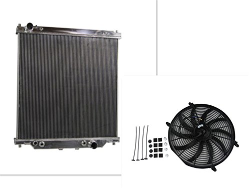 7899886456727 - PRIMECOOLING 2 ROW CORE FULL ALUMINUM RADIATOR + FAN (16 INCHES DIA. 12V) MOUNTING KITS FOR FORD F250 /F350 (SUPER DUTY) 2003-07; EXCURSION 2003-05, 6.0L TURBO V8 DIESEL POWERSTROKE ENGINE ONLY
