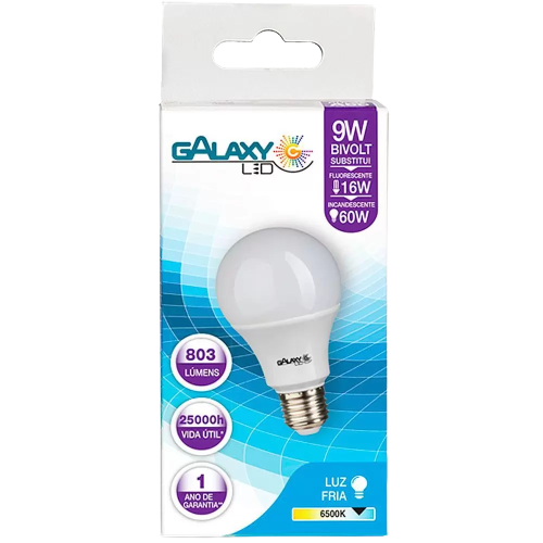 7899932512308 - LAMP GALAXY LED 9W 6500K BIV LAR ANT INSE