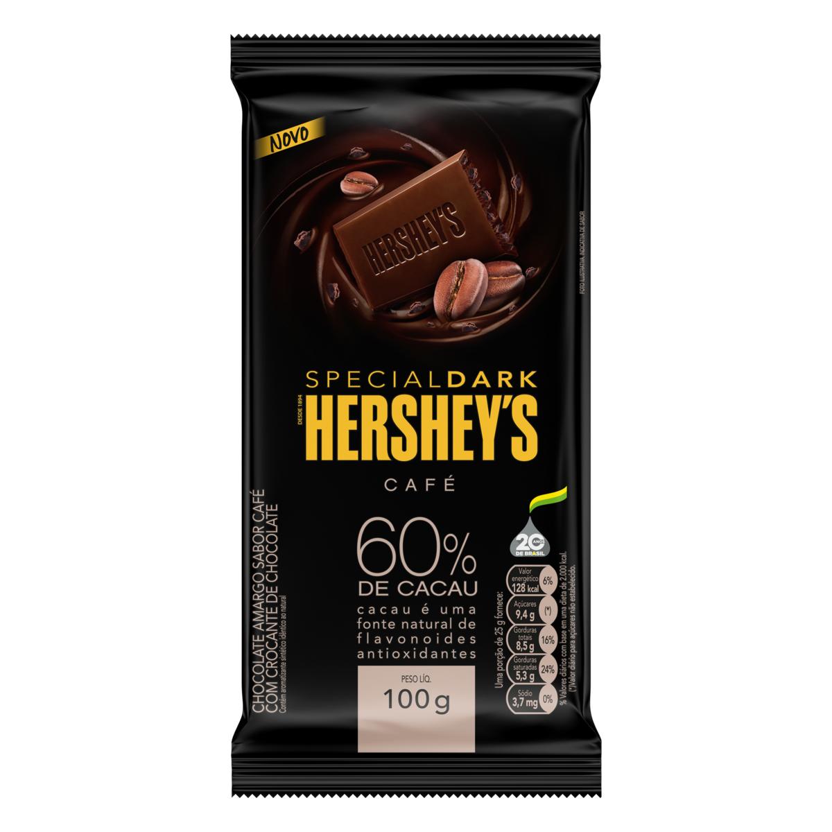 7899970400278 - CHOCOLATE AMARGO 60% CACAU CAFÉ HERSHEYS SPECIAL DARK PACOTE 100G