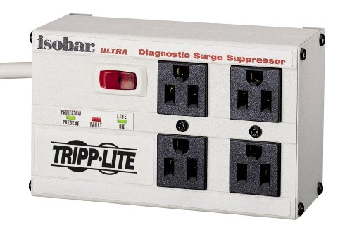 0790304485978 - TRIPP LITE ISOBAR 4 OUTLET SURGE PROTECTOR POWER STRIP 6FT CORD RIGHT ANGLE PLUG 3330 JOULES (ISOBAR4ULTRA)