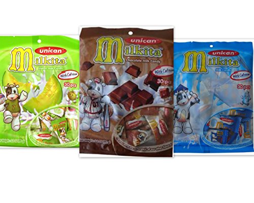 0790304983580 - UNICAN CANDY MILKITA VARIETY BUNDLE, 4.23-OUNCE PACKAGES (PACK OF 3) INCLUDES 1-BAG CHOCOLATE FLAVOR + 1-BAG VANILLA FLAVOR + 1-BAG MELON FLAVOR (TOTAL 90 CANDY PIECES)