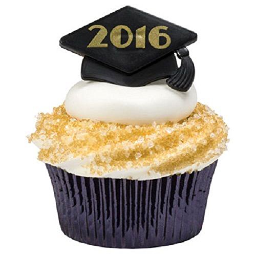 0790405080324 - 12 2016 GRADUATION CAP RINGS CAKE CUPCAKE TOPPERS PARTY DECORATIONS