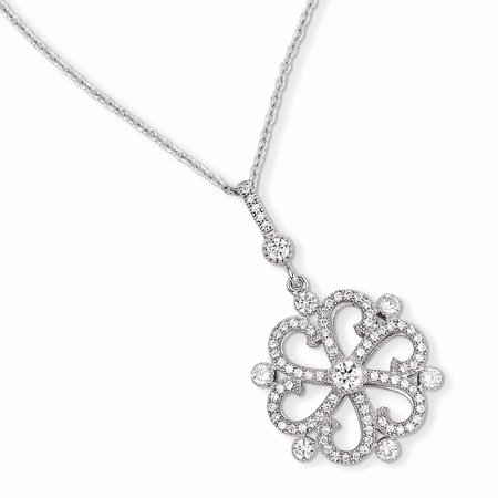 0790462106173 - 925 STERLING SILVER AND CUBIC ZIRCONIA BRILLIANT EMBERS FLOWER NECKLACE -18 (18IN X 1MM)