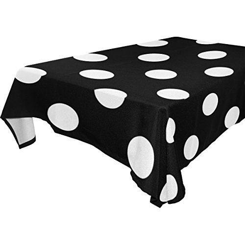 7905043649038 - YUIHOME SINGLE FACE POLKA DOT POLYESTER TABLECLOTHS 60 X 108 INCHES RECTANGLE & OBLONG BLACK AND WHITE TABLE TOP DECORATION