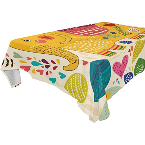 7905043650126 - YUIHOME SINGLE FACE ELEPHANT POLYESTER TABLECLOTHS 54 X 72 INCHES RECTANGLE & OBLONG TREE SUN HEART TABLE TOP DECORATION