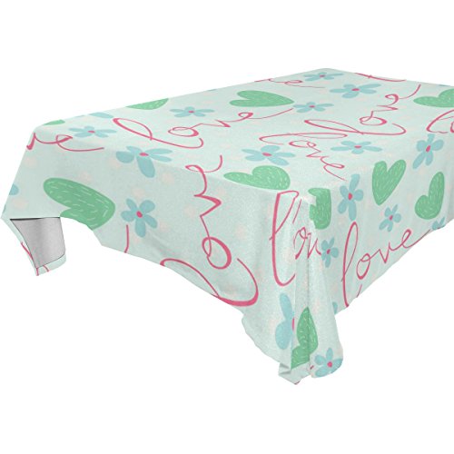 7905043652496 - YUIHOME SINGLE FACE LOVE HEART POLYESTER TABLECLOTHS 54 X 54 INCHES RECTANGLE & OBLONG NAVY FLORAL TABLE TOP DECORATION
