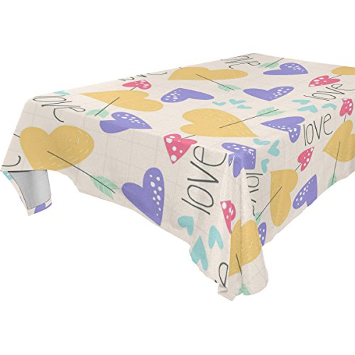 7905043652571 - YUIHOME SINGLE FACE LOVE HEART POLYESTER TABLECLOTHS 54 X 72 INCHES RECTANGLE & OBLONG ARROW TABLE TOP DECORATION