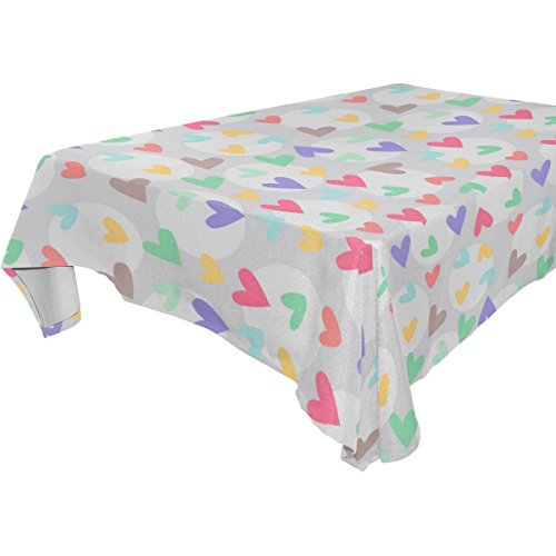 7905043655022 - YUIHOME SINGLE FACE HEART POLYESTER TABLECLOTHS 54 X 72 INCHES RECTANGLE & OBLONG POLKA DOT TABLE TOP DECORATION