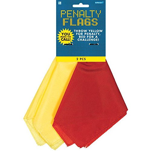 0790617760472 - AMSCAN FOOTBALL FRENZY BIRTHDAY PARTY PENALTY FLAGS GAME (2 PIECE), RED/YELLOW, 12 X 4.2