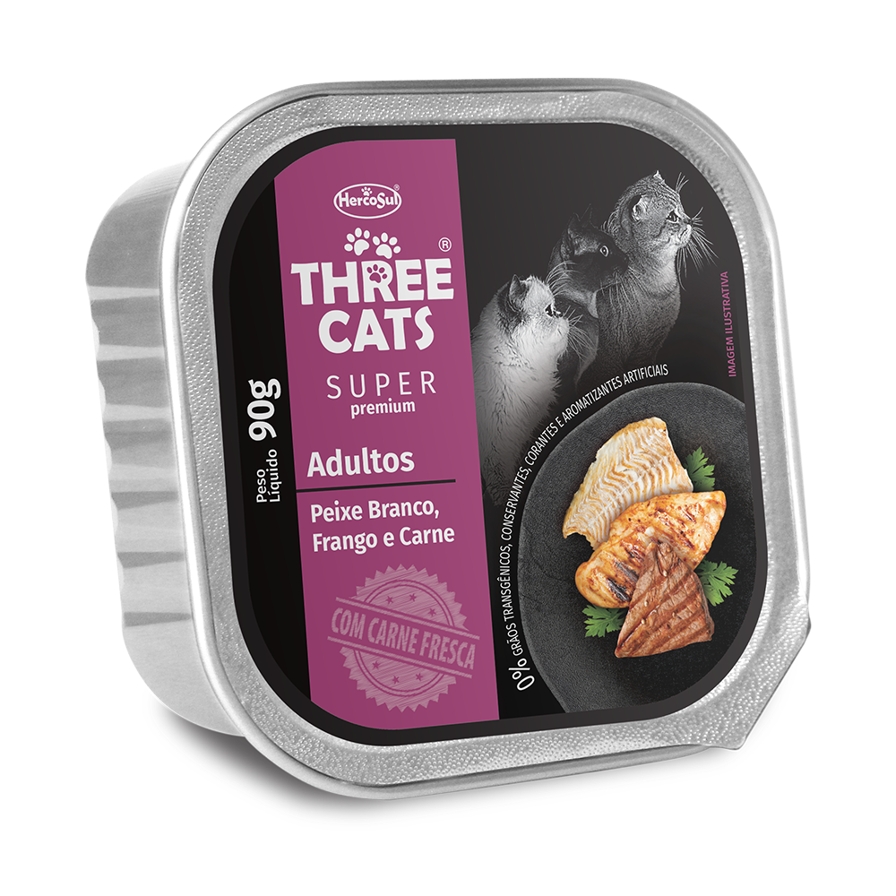 7908320401206 - RACAO THREE CATS PATE SP ADULTO 90GR