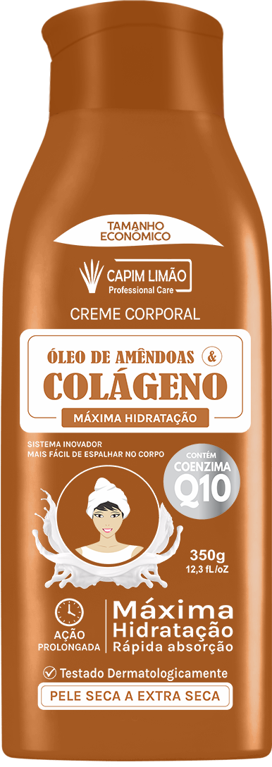 7908353609952 - CREME CORPORAL CAPIM LIMAO OLEO DE AMENDOAS C/ COLAGENO +Q10 350G