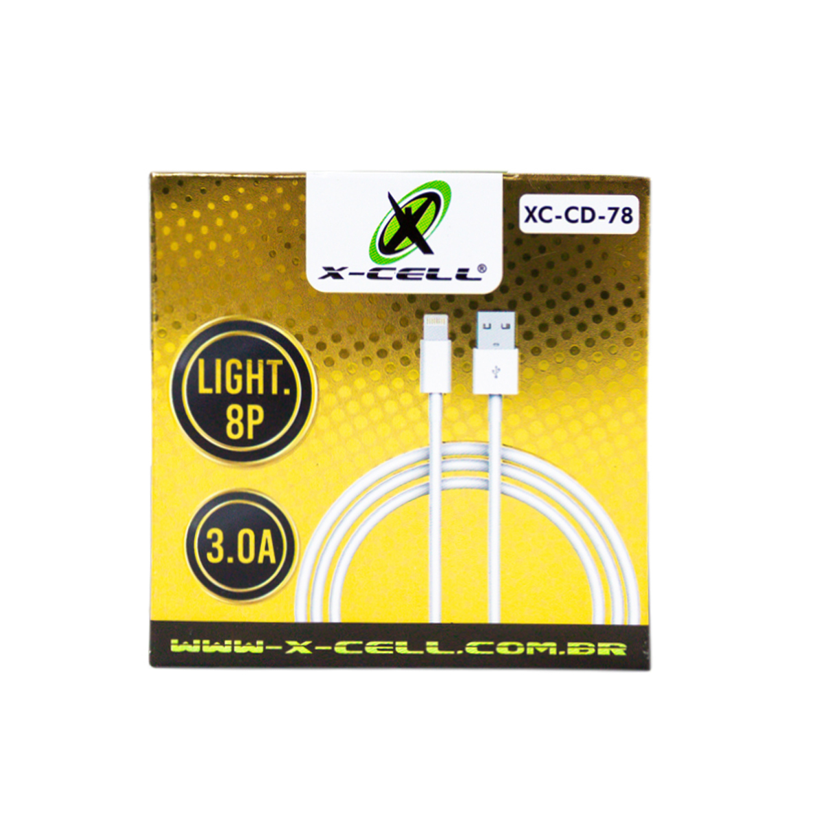 7908417100081 - CABO DE DADOS USB LIGHT 8P 3.01A 1.0M XC-CD-78 COMERCIAL BELLA