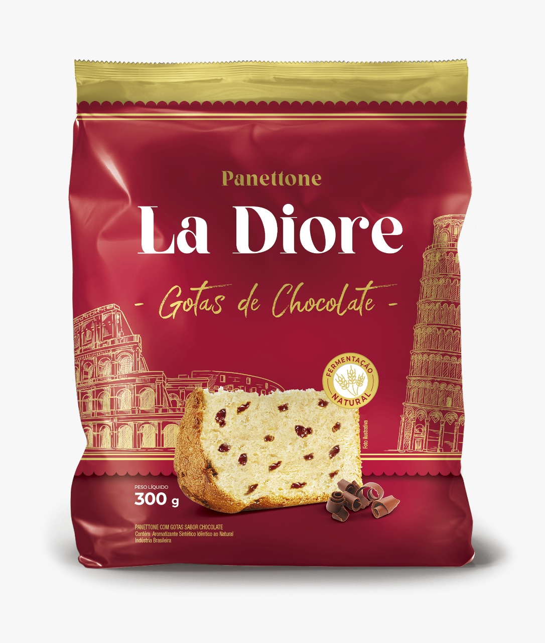 7908427000463 - PANETTONE CHOCOLATE FLOWP LA DIORE 300G 401000750 DOCEIRA