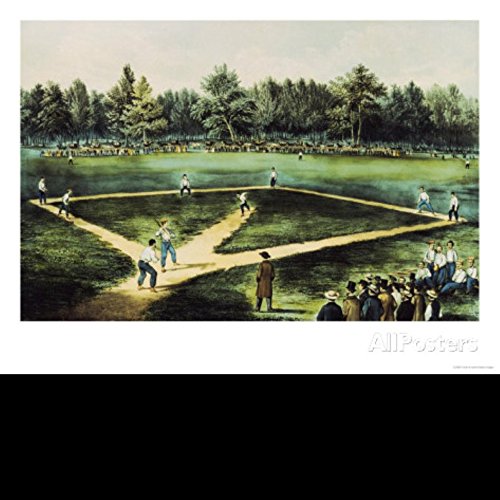 7909186085364 - 20X30 INCH DECORATIVE POSTER THE AMERICAN NATIONAL GAME OF BASEBALL GICLEE PRINT BY CURRIER & IVES