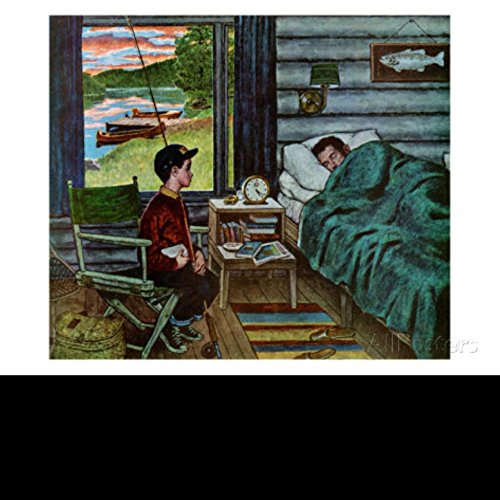 7909186085401 - 20X30 INCH DECORATIVE POSTER DAD,THE FISH ARE BITING, AUGUST 25,1962 GICLEE PRINT BY AMOS SEWELL