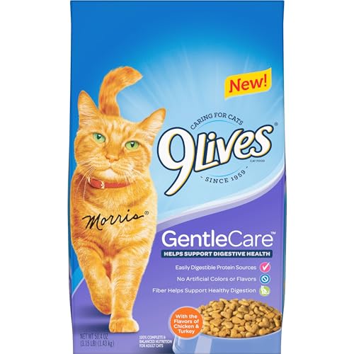 0079100216505 - 9LIVES GENTLECARE DRY CAT FOOD WITH CHICKEN & TURKEY FLAVORS, 3.15 LB BAG