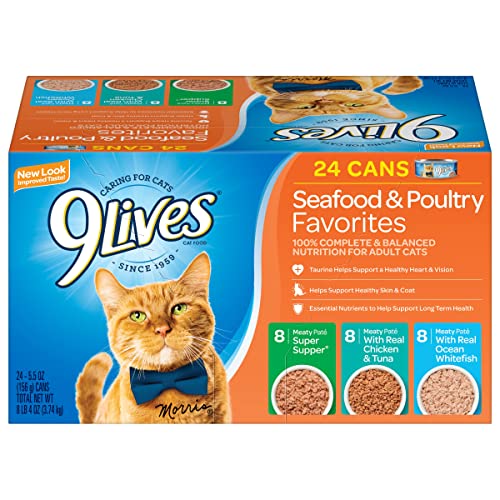 0079100533770 - 9LIVES SEAFOOD & POULTRY FAVORITES WET CAT FOOD VARIETY 5.5 OUNCE (24 PACK)