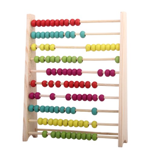 0791090863445 - WOODEN ABACUS EDUCATIONAL TOY FOR KIDS, BEADS COLOR: YELLOW, GREEN, ORANGE, BLUE, SHOCKING PINK