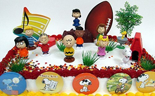 0791102554040 - CHARLIE BROWN PEANUTS 18 PIECE BIRTHDAY CAKE TOPPER SET FEATURING CHARLIE BROWN, LUCY, SNOOPY, LINUS, PEPPERMINT PATTY, SCHROEDER, WOODSTOCK AND MORE