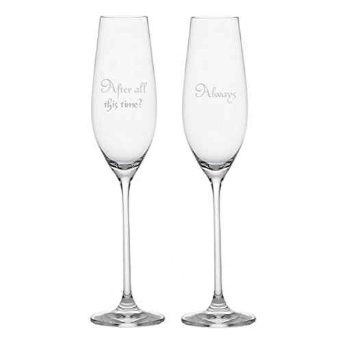 0791154434703 - AFTER ALL THIS TIME? { ALWAYS } CHAMPAGNE FLUTES. SET OF TWO LASER ENGRAVED. WEDDING, ANNIVERSARY, HARRY POTTER AND THE DEATHLY HALLOWS