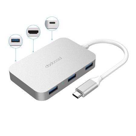 0791318527449 - DODOCOOL 6-IN-1 ALUMINUM ALLOY MULTIFUNCTION USB-C HUB WITH TYPE-C POWER DELIVERY 4K VIDEO HD OUTPUT PORT AND 4 SUPERSPEED USB 3.0 PORTS